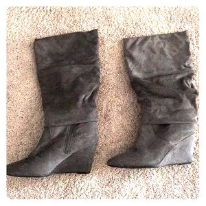 Swede Gray Wedge Boot